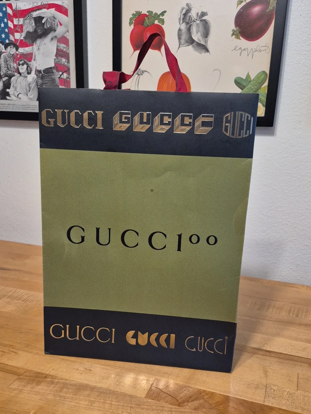 Gucci Green Black Gold & Red Paper Gift Bag